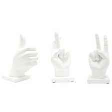 Adam & Friends Fingers Crossed, Peace Sign, Thumbs Up Sculpture | White picture