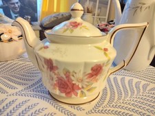 Vintage Arthur Wood Vermont Teapot Pink roses Daisy Flowers Cottage Chic England picture