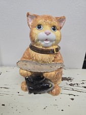 Vintage GKRO Gold Tabby Cat & Fish Cookie Jar picture