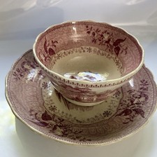 1830s George Phillips - Park Scenery - Transferware Handleless Cup & Saucer picture