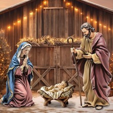 3Pcs Metal Christmas Outdoor Nativity Scene Set,54.3 Inch,Large Christian Nativi picture