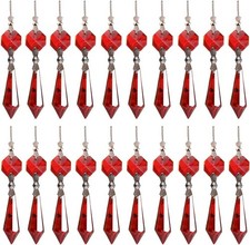 20Pcs Red Crystal Chandelier Icicle Prisms Lamp Candelabra Replacement Parts wit picture