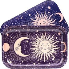Sun Moon Rolling Tray With Magnetic Lid 11''x7'' Large Storage Decorative Tray I picture