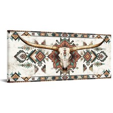 sechars Southwestern Bull Skull Wall Art Native American Tribal Pattern Pictu... picture