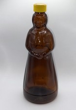 Vintage Mrs. Butterworth's Brown Pancake Syrup Glass Bottle w/ Yellow Cap picture
