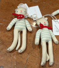 MERI MERI ANTHROPOLOGIE STRIPY CHESTER THE CAT ORNAMENTS HANGING DECOR LOT 2 NEW picture