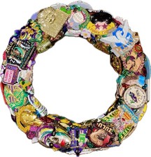Krewe medallion Wreath New Orleans Mardi Gras Handmade OOAK Parade 12 picture