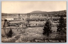 Chiloquin Oregon Lumber Mills Rail Yard Train Loading Antique RPPC picture