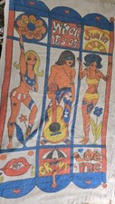 Vtg 1960 GROOVY Beach Towel Hippie Flower Power  picture