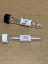 TWO x 'Lock N Load' BLACK AND WHITE COLOR TOPS Glass Chillum Pipes w/Cap 9mmx3