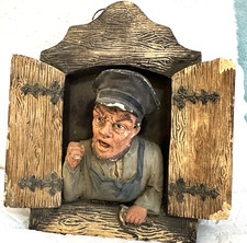 Terracotta Relief Bust Wall Sculpture of Old Man Carpenter 8” X 7” picture