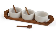 Nambe Chevron Condiment Tray w/ Spoons MT1529 picture