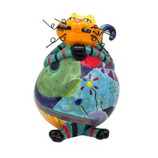 Catitudes By Joyce Shelton Ceramic Cat Figurine Colorful Patchwork Design 7