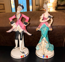 Vintage Goldscheider Everlast Dandy & Belle Porcelain Couple Figurines S/2 picture