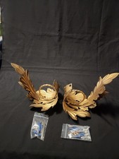 Vintage Gold Tone Curtain Tiebacks Acanthus Leaf Hollywood Regency picture