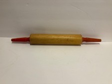 Vintage Wooden Rolling Pin with Red Handles 18