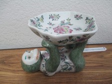 Vintage Ceramic Chinoiserie Monkey Laying on back and Holding Bowl picture