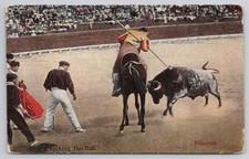 Vintage Picador Spiking Bull Bullfight Postcard Spain Matador Arena picture