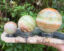 Green Onyx Crystal Spheres - Choose 2