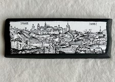1978 Prague Czech Wood Wall Plaque Praga 1493 Nuremberg Chronicle w/Orig Receipt picture