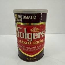 Vtg Advertisement Folgers Coffee Metal Can Cincinnati Ohio 13OZ picture