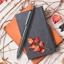 Pentel EnerGel Alloy Retractable Gel Roller Pen Matte Black Body Blue Ink BL407 picture