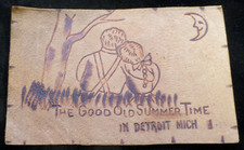 Leather Postcard The Good Old Summer Time in Detroit Michigan Unposted 5210 picture