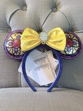 EXCLUSIVE Loungefly Disney Beauty and the Beast Belle Stained Glass Ears NWT picture