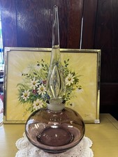 Vtg Carl Erickson Art Glass Purple Decanter w/ Huge Tear Drop Stopper picture
