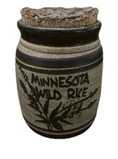 Minnesota Wild Rice Pottery Crock Ducks Rice Plants Cork Stopper *3A picture