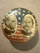 Extremely Rare Stars & Stripes McKinley-Hobart Campaign Button From 1896 picture
