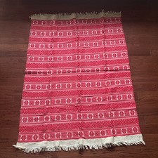 Rukotvorine Yugoslavia Croatian Blanket Throw Woven Red/White/Green 42” x 55” picture