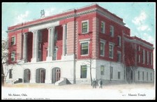 McAlester Oklahoma Masonic Temple C. 1908 Curt Teich Lithographed Postcard pc555 picture