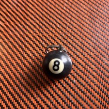 VTG 70s/80s Mini Billiards Pool Ball Keychain #8 Black Solid Ball picture