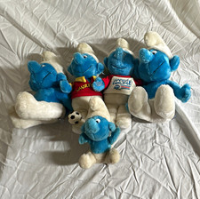 Wallace Berrie The Smurfs Plush Lot of 5 Soccer Smurf & Smurfette1 w/ Tag picture
