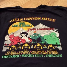 Vintage Harley-Davidson Hells Canyon Rally Baker City Oregon Graphic T-Shirt XL picture