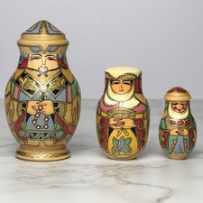 Signed Russian Matryoshka Nesting Dolls Central Asian Kazakh Motif Ivakhnenko picture