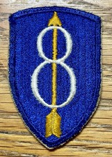 ORIGINAL WWII/1950’s - U.S. 8th DIVISION PATCH CUT EDGE - WORN picture