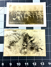 2 Postcard RPPC Kaiser's Last Review WW1 & Burying 285 Germans Trench warfare PB picture