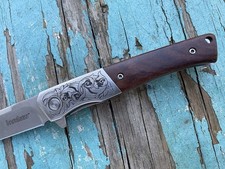 Hand Engraved Kershaw Enhance Wood Assisted Open Pocket Knife KS1419 picture