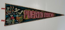 Vintage Puerto Rico travel pennant - Cock fight, Pineapple picker, Cutting Cane+ picture