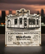 Vintage White Castle Porcelain Sign Buy Them By Sack New York Chicago Detroit  picture