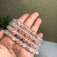 4Pcs Natural Polish white crystal quartz bracelets ball sphere 8mm A6172 picture