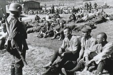 WW II - German  Photo -- Soldier Gaurds Polish Prisoners picture