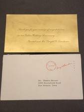 Vintage 1966 Dwight D. Eisenhower Golden Wedding Anniversary Thank You Card &... picture