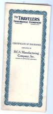 1938 antique TRAVELERS INS CO rca victor co payable to CARMINE BROCCOLI picture