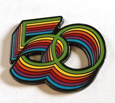 Apple 50th Anniversary Party Exclusive Limited to Employees Magnetic Enamel Pin picture