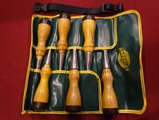 Greenlee, Rockford IL 6 Piece Short Socket Firmer Chisels w Original Green Pouch picture