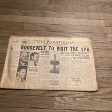 September 11, 1935 The Saratogian Newspaper “Roosevelt To Visit Spa” *RARE* picture