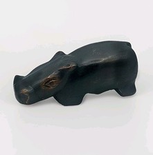 Primitive Hippo Ironwood Figurine Hand Carved Folk Art Safari Animal Dark Wooden picture